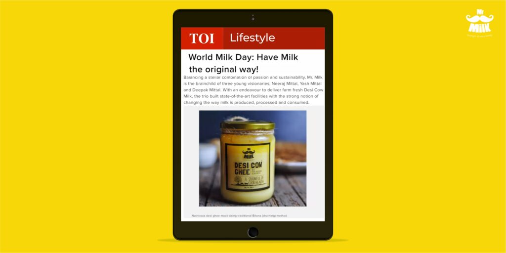 Times of India 'World Milk Day' Feature